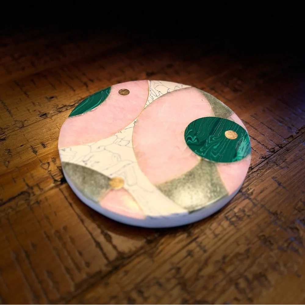 Abstract Pink and Green Coaster